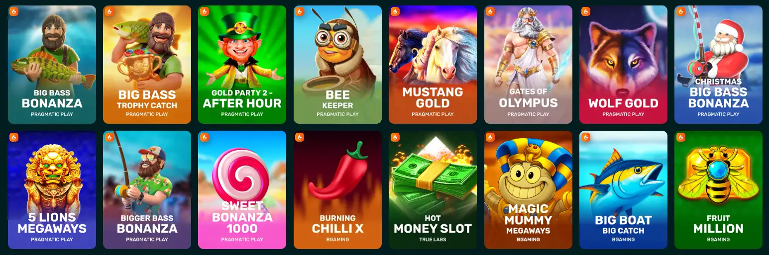 Auswahl an Spielautomaten im Spinaconda Casino